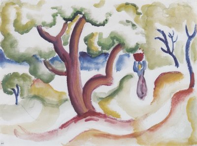 Woman with Jug under Trees by August Macke